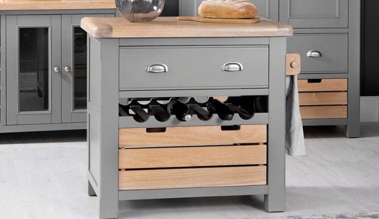 Dorset Storm Grey Painted Oak Small Kitchen Island By Chiltern Oak Furniture