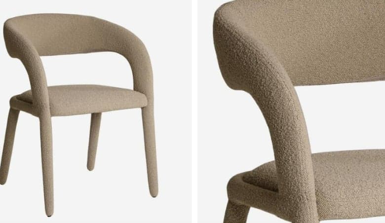 Knox, Chair, Dark Neutral - Andrew Martin Wood u0026 Boucle u0026 Other Fabric By Andrew Martin