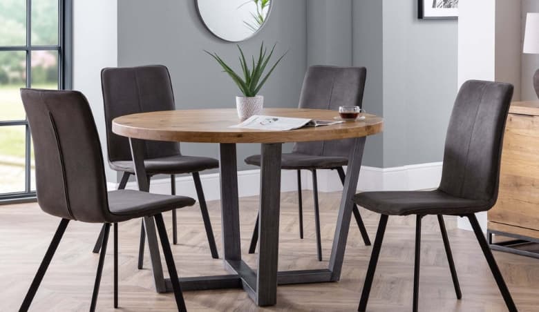 Monroe Set of 2 Dining Chairs, Charcoal Faux Linen Charcoal By Dunelm