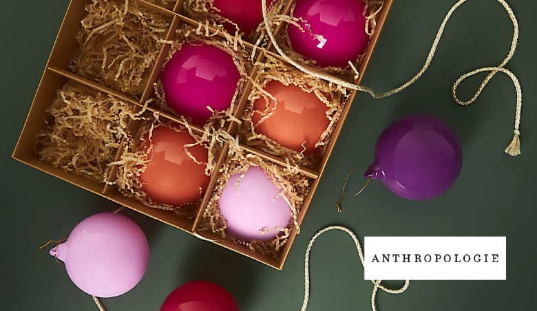 Anthropologie - Opaque Bauble Christmas Tree Decorations, Set of 9