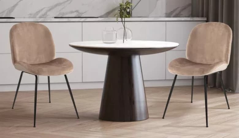 Set of 2 Dining Chairs Upholstered Armless Accent Chair Velvet Kitchen Chair By Debenhams