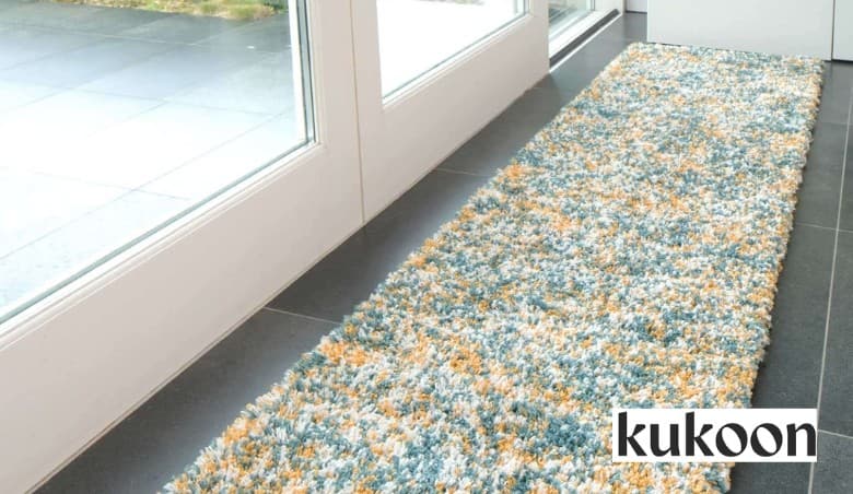 Soft Mottled Multicolour Shaggy Runner Rug by Kukoon