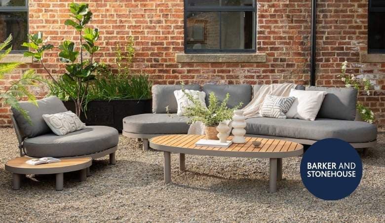 Zamora Curved Grey Garden Sofa by Barker & Stonehouse