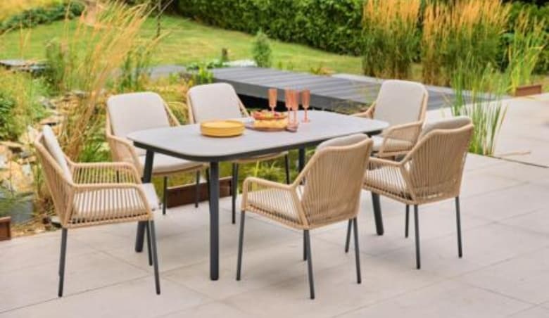 LG Outdoor Malibu 6-Seater Rectangular Garden Dining Table & Chairs Set by John Lewis & Partners