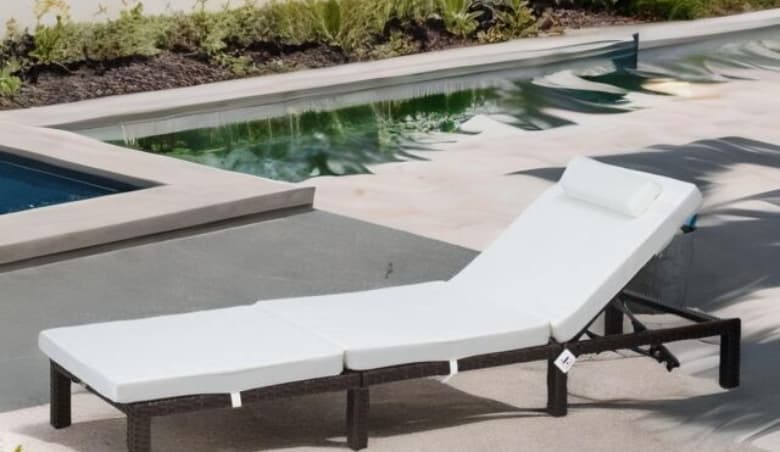Rattan Sun Lounger For Garden Reclining Deck Chair With Cushion in Brown by Debenhams