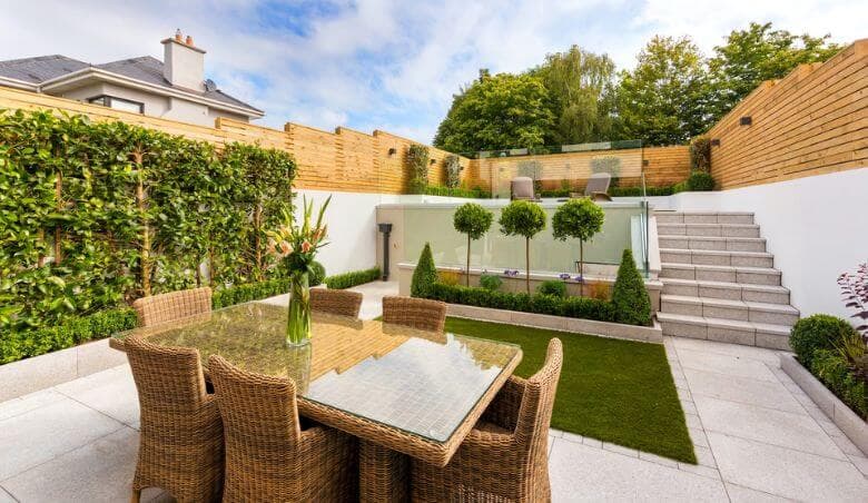 Back garden with garden furniture