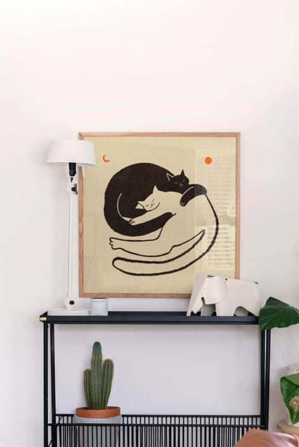 Assets product images rockett st george gbrocketjnihbdhk black white cat cuddle art print unframed medium