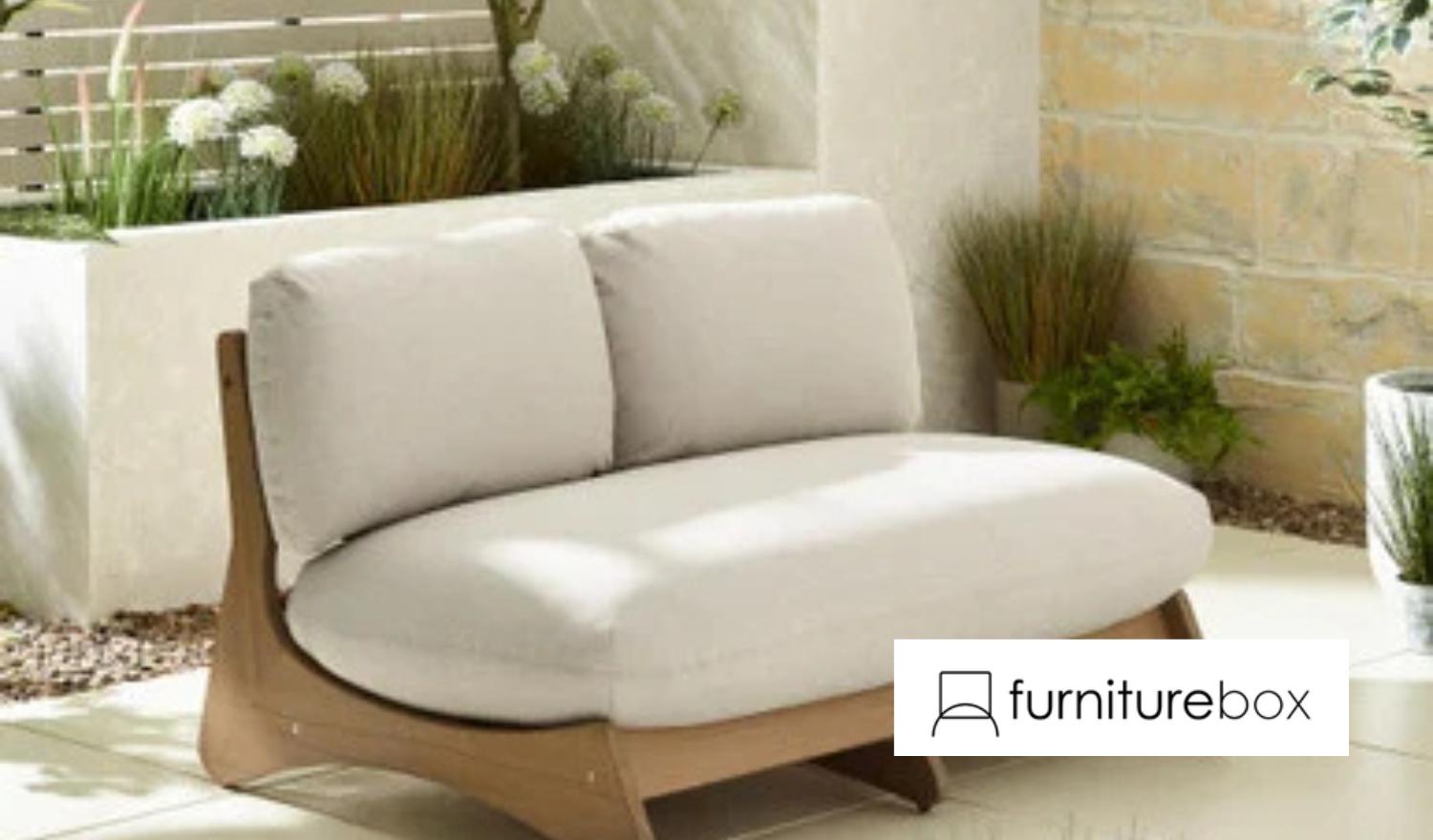 Iko Wood & Cream 2 Seat Garden Sofa by Furniturebox