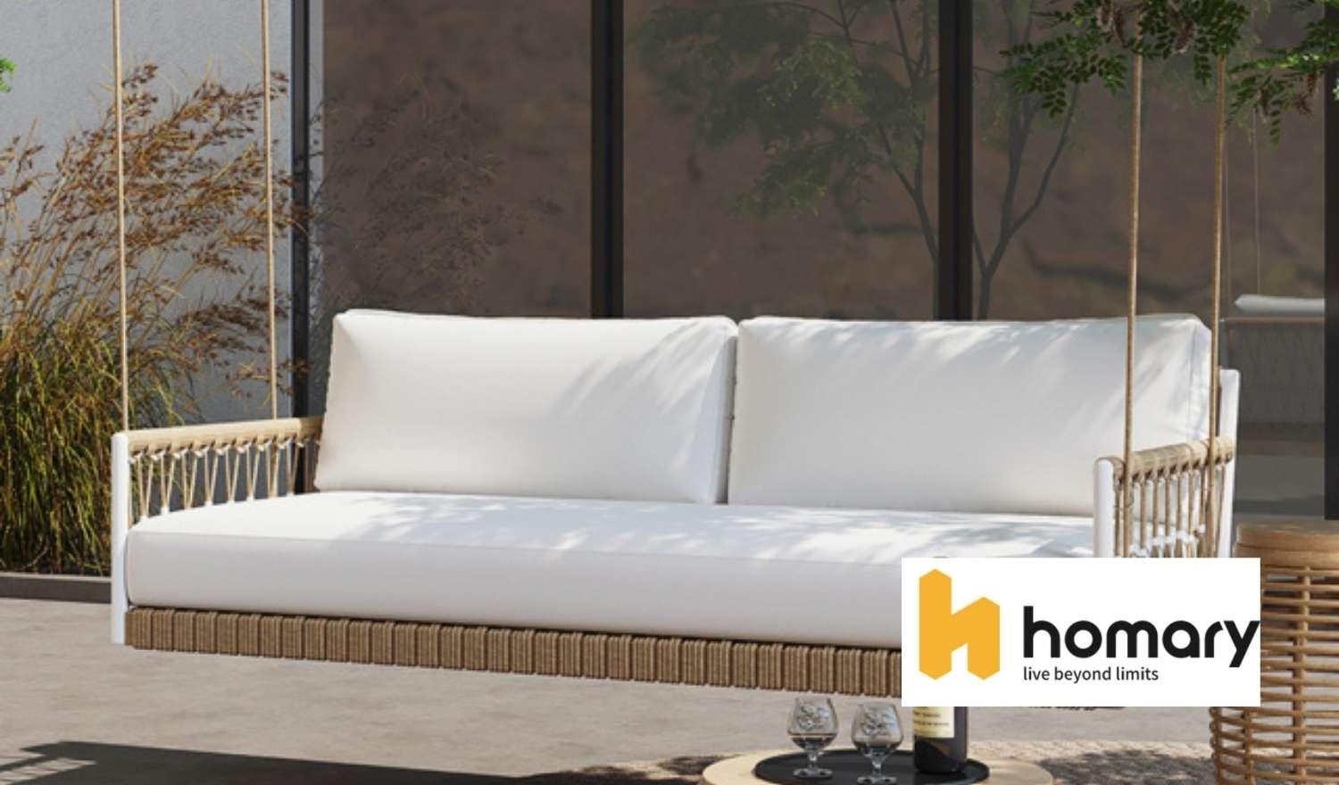 Ropipe Boho Woven Rope Garden Patio Swing Sofa by Homary >