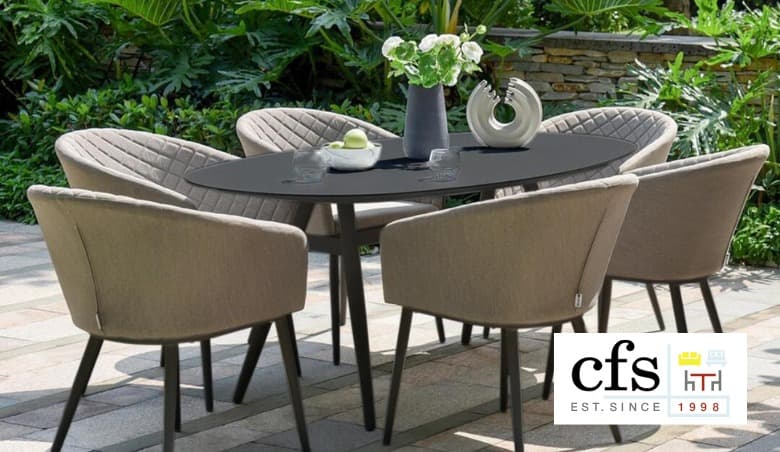 Taupe 6 Seater Oval Garden Dining Set by CFS
