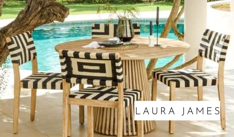 Willow 4 Seater Wooden Brushed Light Acacia Round Garden Dining Set by Laura James >