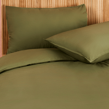 abode 100% Washed Cotton Percale 3 Piece Duvet Set